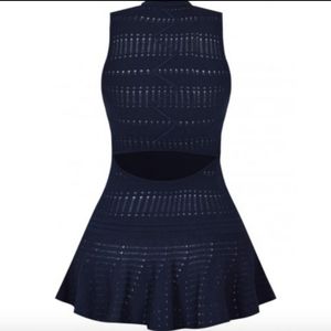 Jonathan Simkhai Pointelle Knit Peplum Tank Navy